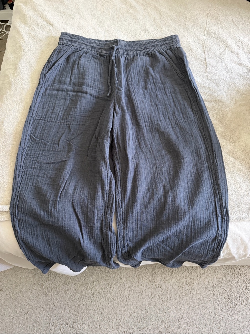 UpWest Wide Leg Linen Pants - Slate Blue